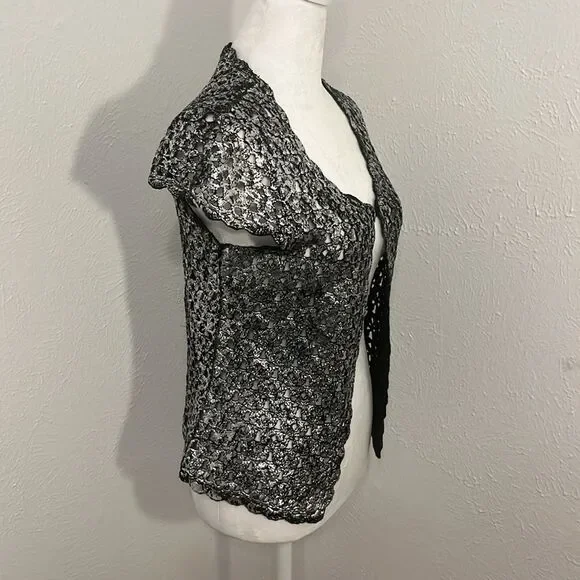 ALBERTO MAKALI Women's Vest Crocheted Short Sleeve Small - Picture 4 of 7